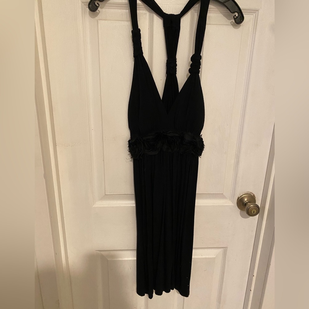 Size M/L black dress with black roses around the waist
